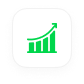 Green growth icon showing bar chart with upward arrow
