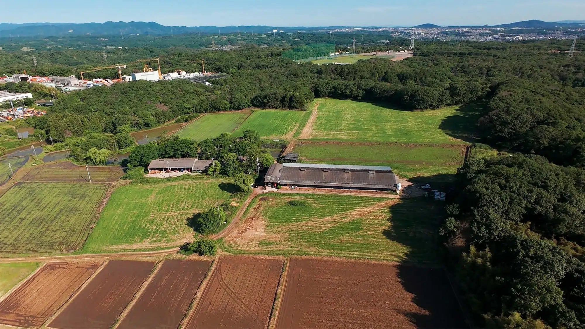 image of a farm from sky view