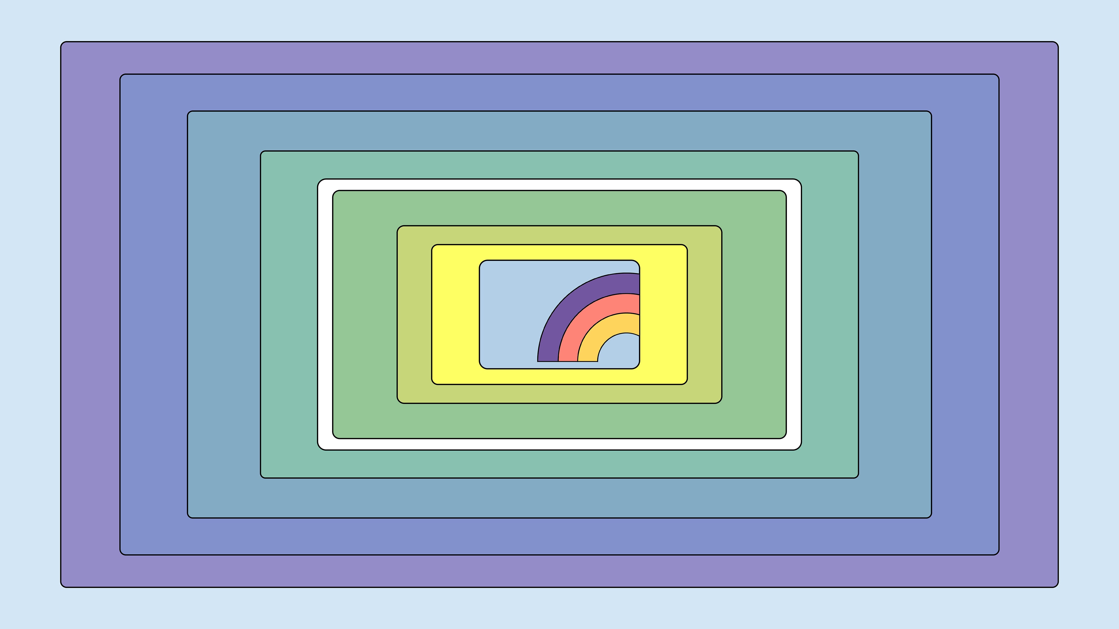 couple of boxes with a rainbow at the middle for a creative header